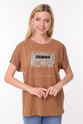 коричневый фото Женская футболка 900685 купить в Одессе по оптовым ценам