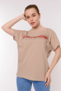 бежевый фото Женская футболка 900695 купить в Одессе по оптовым ценам