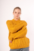 горчичный фото Женский свитер 4018 купить в Одессе по оптовым ценам