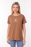коричневый фото Женская футболка 900703 купить в Одессе по оптовым ценам