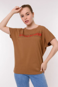 коричневый фото Женская футболка 900695 купить в Одессе по оптовым ценам