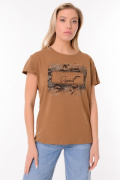 коричневый фото Женская футболка 900709 купить в Одессе по оптовым ценам