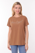 коричневый фото Женская футболка 900701 купить в Одессе по оптовым ценам