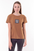 коричневый фото Женская футболка 900742 купить в Одессе по оптовым ценам