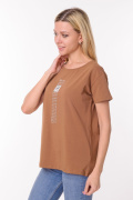 коричневый фото Женская футболка 900699 купить в Одессе по оптовым ценам