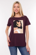 бордовый фото Женская футболка 900610 купить в Одессе по оптовым ценам