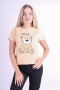 бежевый фото Женская футболка 1062 купить в Одессе по оптовым ценам