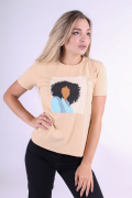 бежевый фото Женская футболка 1076 купить в Одессе по оптовым ценам